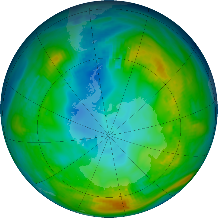 Antarctic ozone map for 18 May 1980